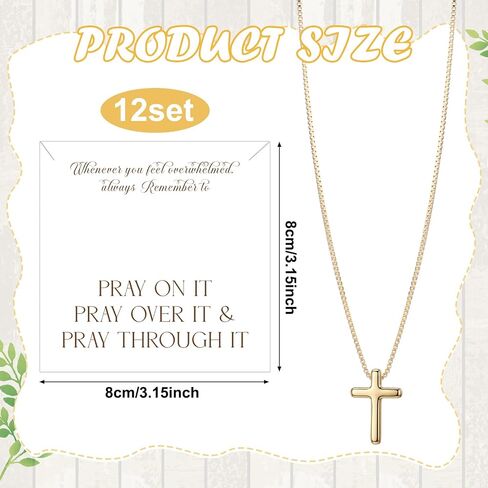 Yinkin 12 Sets Church Gift for Mom Christian Cross Necklace Gifts Bulk Inspirational Religious Faith Necklace Cards Baptism Party Favor for Church Women Mom Group Employee Friends Jewelry Gift in Kuwait
