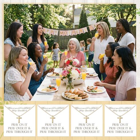 Yinkin 12 Sets Church Gift for Mom Christian Cross Necklace Gifts Bulk Inspirational Religious Faith Necklace Cards Baptism Party Favor for Church Women Mom Group Employee Friends Jewelry Gift in Kuwait