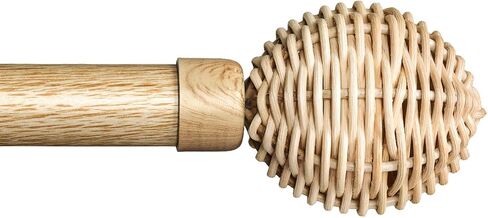 LazBlinds 1 Inch Curtain Rods for Windows 30"-87.6", Heavy Duty Splicing Pole with Natural Woven Finials, Rustic Farmhouse Window Hardware Set with Brackets for Living Room Bedroom, Rattan Egg in Saudi Arabia