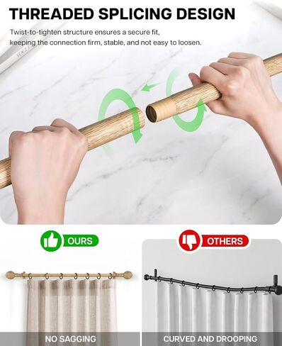 LazBlinds 1 Inch Curtain Rods for Windows 30"-87.6", Heavy Duty Splicing Pole with Natural Woven Finials, Rustic Farmhouse Window Hardware Set with Brackets for Living Room Bedroom, Rattan Egg in Saudi Arabia