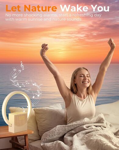 Sunrise Alarm Clock with White Noise Machine, 10 Soothing Sounds, Wake Up Light with Sleep Timer, 4-Level Touch Night Light, USB Port, Digital Alarm Clocks for Bedroom Heavy Sleepers Adults in Kuwait