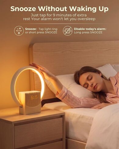 Sunrise Alarm Clock with White Noise Machine, 10 Soothing Sounds, Wake Up Light with Sleep Timer, 4-Level Touch Night Light, USB Port, Digital Alarm Clocks for Bedroom Heavy Sleepers Adults in Kuwait