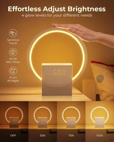 Sunrise Alarm Clock with White Noise Machine, 10 Soothing Sounds, Wake Up Light with Sleep Timer, 4-Level Touch Night Light, USB Port, Digital Alarm Clocks for Bedroom Heavy Sleepers Adults in Kuwait