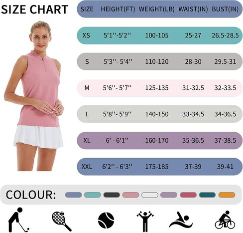 CQC Women's Sleeveless Golf Polo Tennis Shirts Zip Up Quick Dry UPF 50+ Athletic Tank Tops Moisture Wicking Sport Casual Deep Pink XS in Saudi Arabia