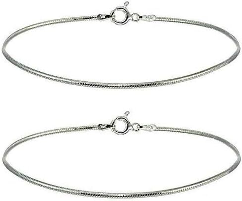 DHRUVS COLLECTION 925 Silver Plain Threaded Snake Pattern Anklet for Women in Saudi Arabia