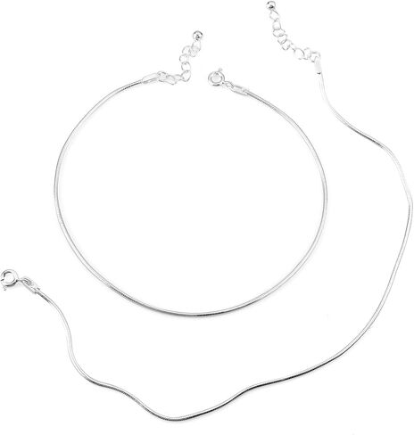 DHRUVS COLLECTION 925 Silver Plain Threaded Snake Pattern Anklet for Women in Saudi Arabia