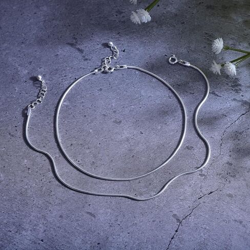 DHRUVS COLLECTION 925 Silver Plain Threaded Snake Pattern Anklet for Women in Saudi Arabia