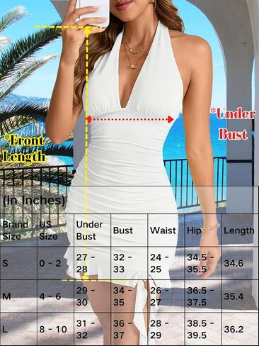 Kaei&Shi Halter Deep V Neck Mini Dress,Summer Short Dresses for Womens in Kuwait