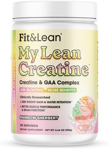 Fit & Lean Creatine for Women, My Lean Creatine Powder Complex with GAA, Muscle Performance, Cognitive Function and Less Bloating, Reduced Water Retention (6.46 Ounce (Pack of 1), Rainbow Sherbert) in Saudi Arabia