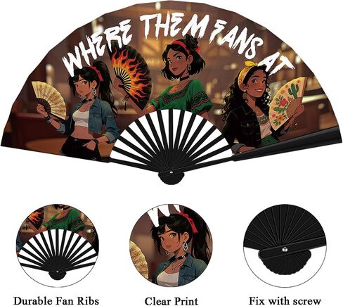 Western Cowgirl Hand Fan for Line Dancing, Where Them Fans at Clack Fan, Boots On The Ground Hand Fans, Hand Fans for Women Foldable, Large Giant Festival Folding Fans (26IN) in Saudi Arabia