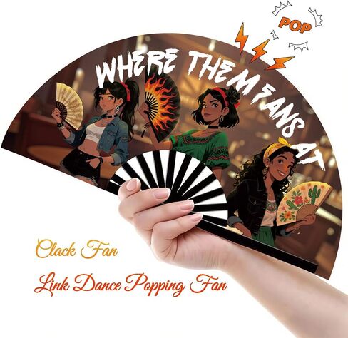 Western Cowgirl Hand Fan for Line Dancing, Where Them Fans at Clack Fan, Boots On The Ground Hand Fans, Hand Fans for Women Foldable, Large Giant Festival Folding Fans (26IN) in Saudi Arabia