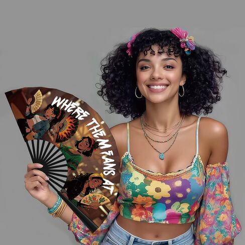 Western Cowgirl Hand Fan for Line Dancing, Where Them Fans at Clack Fan, Boots On The Ground Hand Fans, Hand Fans for Women Foldable, Large Giant Festival Folding Fans (26IN) in Saudi Arabia