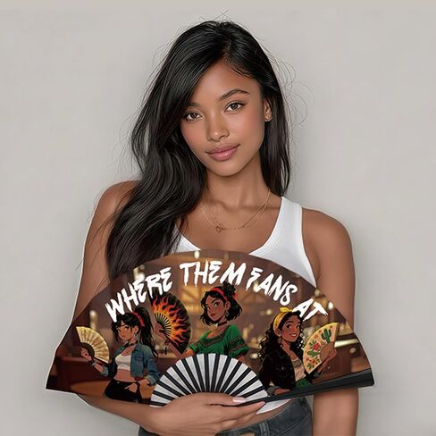 Western Cowgirl Hand Fan for Line Dancing, Where Them Fans at Clack Fan, Boots On The Ground Hand Fans, Hand Fans for Women Foldable, Large Giant Festival Folding Fans (26IN) in Saudi Arabia
