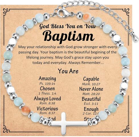 Christian Cross Bracelet for Girls Women, Easter Basket Stuffers, First Communion Confirmation Baptism Christmas Birthday Gifts for Teen Girls Women in Kuwait