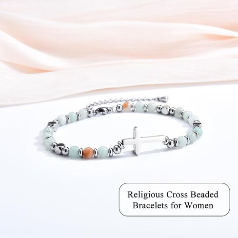Christian Cross Bracelet for Girls Women, Easter Basket Stuffers, First Communion Confirmation Baptism Christmas Birthday Gifts for Teen Girls Women in Kuwait