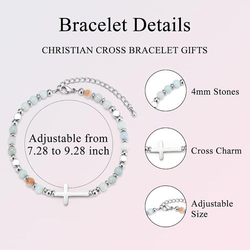 Christian Cross Bracelet for Girls Women, Easter Basket Stuffers, First Communion Confirmation Baptism Christmas Birthday Gifts for Teen Girls Women in Kuwait