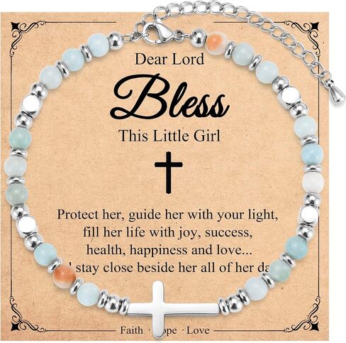 Christian Cross Bracelet for Girls Women, Easter Basket Stuffers, First Communion Confirmation Baptism Christmas Birthday Gifts for Teen Girls Women in Kuwait