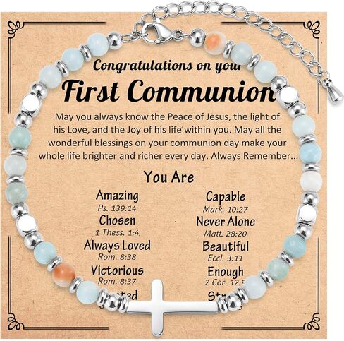 Christian Cross Bracelet for Girls Women, Easter Basket Stuffers, First Communion Confirmation Baptism Christmas Birthday Gifts for Teen Girls Women in Kuwait