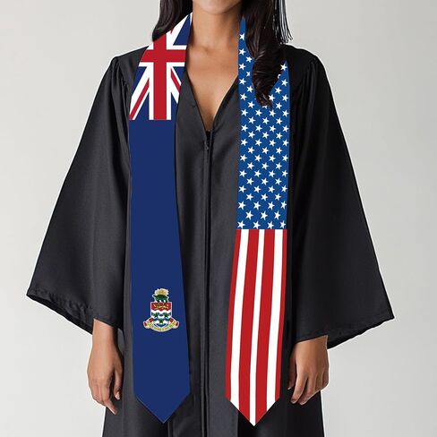 2026 The Cayman Islands Flag and USA Flag Graduation Stole Graduation Sash for International Student (Baccalaureate Gown and Hat Not Included) in Saudi Arabia