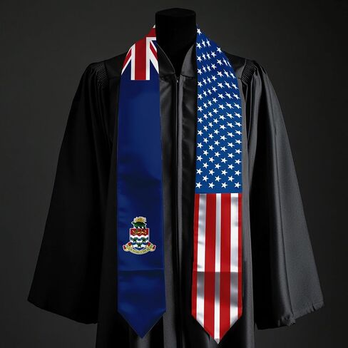 2026 The Cayman Islands Flag and USA Flag Graduation Stole Graduation Sash for International Student (Baccalaureate Gown and Hat Not Included) in Saudi Arabia