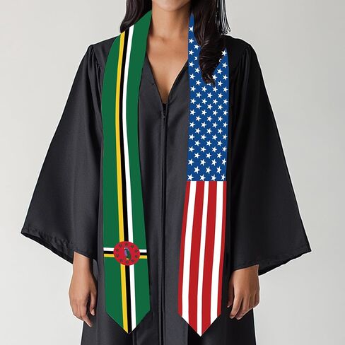 2026 Dominica Flag and USA Flag Graduation Stole Graduation Sash Class of 2026 Graduation Scarf for International Student (Baccalaureate Gown and Hat Not Included) in Saudi Arabia