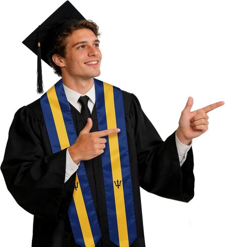 Barbados Graduation Sash Stole International Study Abroad Unisex Barbados Flag Graduation Scarf in Kuwait