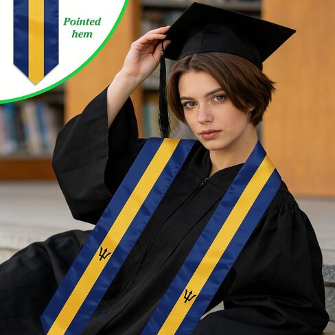 Barbados Graduation Sash Stole International Study Abroad Unisex Barbados Flag Graduation Scarf in Kuwait