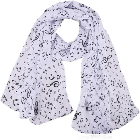 Musical Chiffon Scarf Long Neck Scarf for Women Music Note Neckerchief Thin Scarf Musical Gifts for Music Lovers in Kuwait