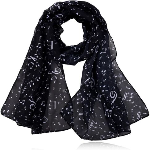 Musical Chiffon Scarf Long Neck Scarf for Women Music Note Neckerchief Thin Scarf Musical Gifts for Music Lovers in Kuwait