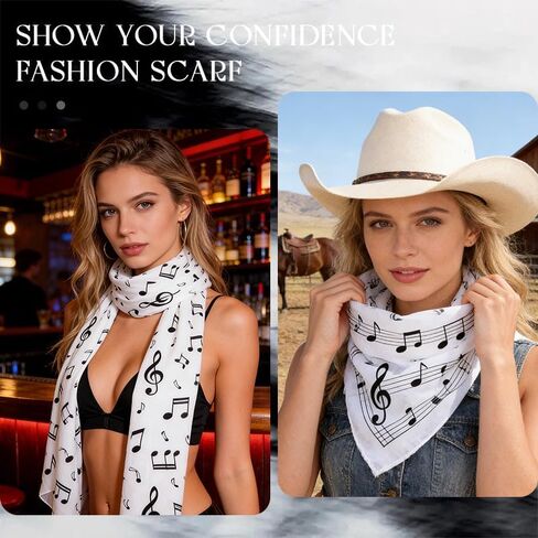 Musical Chiffon Scarf Long Neck Scarf for Women Music Note Neckerchief Thin Scarf Musical Gifts for Music Lovers in Kuwait
