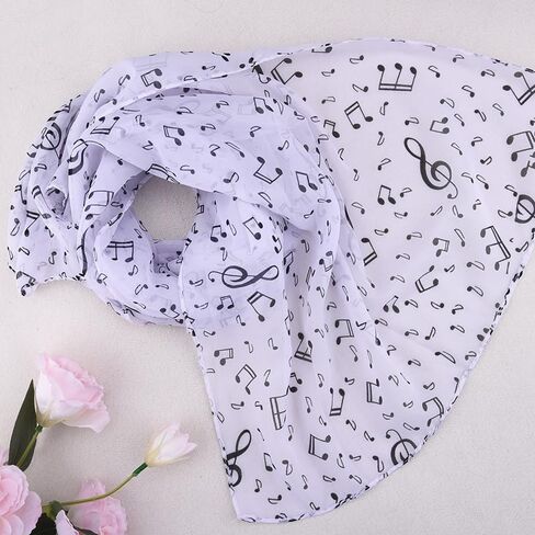 Musical Chiffon Scarf Long Neck Scarf for Women Music Note Neckerchief Thin Scarf Musical Gifts for Music Lovers in Kuwait
