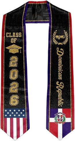 Dominican Republic Graduation Stole, Dominican Republic American Flag Graduation Sash, Class of 2026 Stoles for Graduation in Saudi Arabia