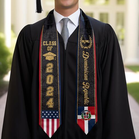 Dominican Republic Graduation Stole, Dominican Republic American Flag Graduation Sash, Class of 2026 Stoles for Graduation in Saudi Arabia