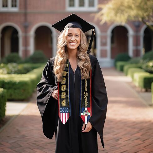 Dominican Republic Graduation Stole, Dominican Republic American Flag Graduation Sash, Class of 2026 Stoles for Graduation in Saudi Arabia