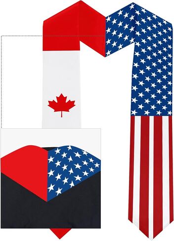 2026 Canada Flag and USA Flag Graduation Stole Graduation Sash Class of 2026 Graduation Scarf for International Student (Baccalaureate Gown and Hat Not Included) in Saudi Arabia
