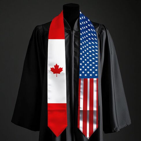 2026 Canada Flag and USA Flag Graduation Stole Graduation Sash Class of 2026 Graduation Scarf for International Student (Baccalaureate Gown and Hat Not Included) in Saudi Arabia