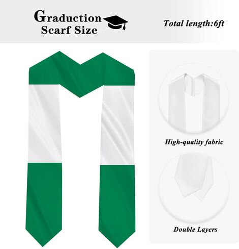 Nigeria Country Flag Graduation Stole Sash Double-Layer Ceremonial Scarf in Saudi Arabia