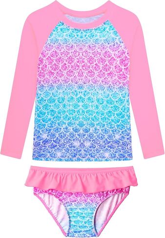 2 Piece Bathing Suits Swimsuits Size 3-12 Years Old | Long Sleeve Tankini Sets, UPF 50+ Sun Protection, Rash Guard Swimwear in Saudi Arabia