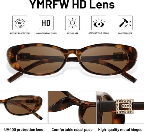 Retro Oval Cat Eye Sunglasses for Women Trendy Narrow Small Oval Sun Glasses 90s Vintage Shades in Saudi Arabia