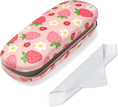 Glasses Case Hard Shell, Leather Protective Case for Sunglasses with Cleaning Cloth, Cute Eyeglass Cases for Women in Kuwait