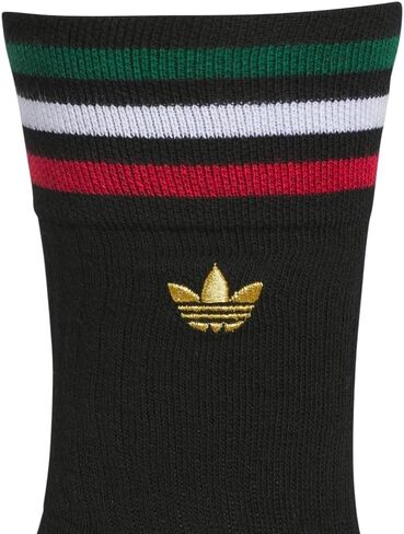 جوارب كرة القدم الرياضية من adidas Originals للجنسين Mexico Roller Crew، 3 قطع - شعار Trefoil، أسود/أحمر قرمزي/أخضر داكن جامعي، مقاس كبير، JL4225C in Kuwait