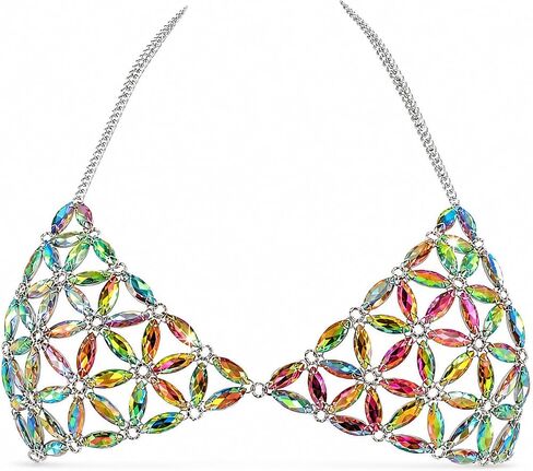 1 Pack Body Chain, Reusable Colorful Acrylic Bikini Top for Women, Rave Festival Party Outfit, Beach Party Wear, Club and Dance Fashion in Saudi Arabia