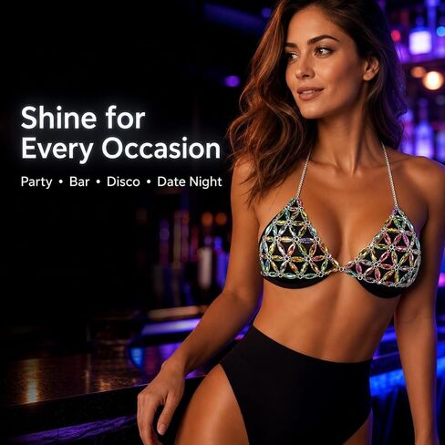 1 Pack Body Chain, Reusable Colorful Acrylic Bikini Top for Women, Rave Festival Party Outfit, Beach Party Wear, Club and Dance Fashion in Saudi Arabia
