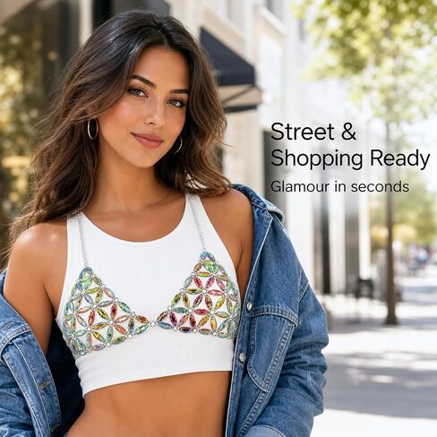 1 Pack Body Chain, Reusable Colorful Acrylic Bikini Top for Women, Rave Festival Party Outfit, Beach Party Wear, Club and Dance Fashion in Saudi Arabia