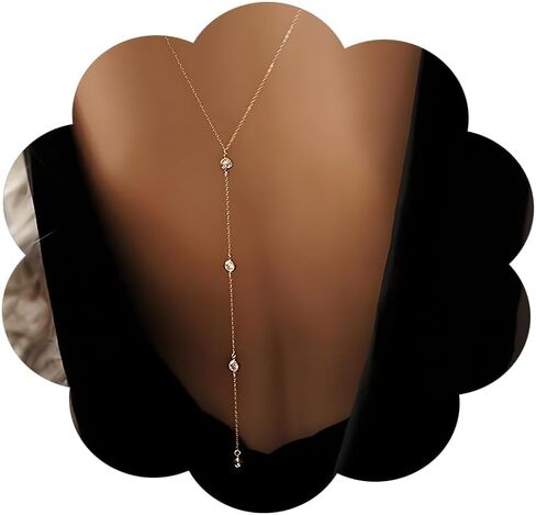 Rhinestone Back Chain Necklace for Women Bridal Wedding Sexy Rhinestone Backdrop Chain Waist Belly Chains Trendy Body Chains Jewelry in Saudi Arabia