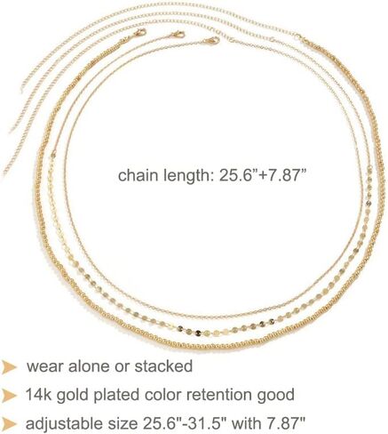 3 Pcs Body Chains for Waist Minimalist Belly Chains 18k Gold Plated Waist Chains for Women Multilayer Evil Eye Chains Summer Beach Body Chain Adjustable in Saudi Arabia