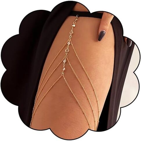 Sexy Thigh Chain for Women Gold Elegant Layered Thigh Chains Boho Leg Accessory Fashion Body Beach Jewelry in Saudi Arabia