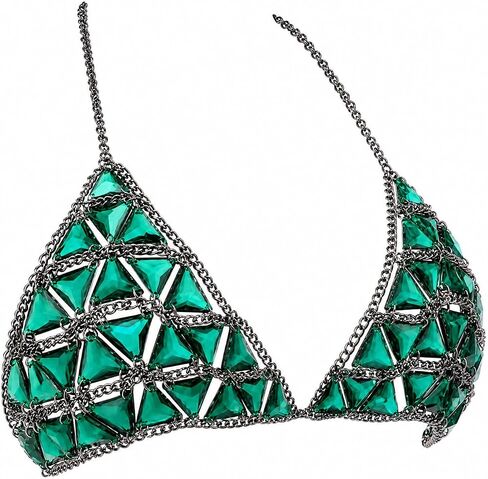 1 Acrylic Body Chain, Adjustable Chain Bra Top​ & Bikini Jewelry, Sexy Body Jewelry for Women, for Beach Party Festival (Green) in Saudi Arabia