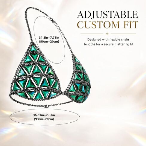 1 Acrylic Body Chain, Adjustable Chain Bra Top​ & Bikini Jewelry, Sexy Body Jewelry for Women, for Beach Party Festival (Green) in Saudi Arabia