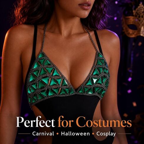1 Acrylic Body Chain, Adjustable Chain Bra Top​ & Bikini Jewelry, Sexy Body Jewelry for Women, for Beach Party Festival (Green) in Saudi Arabia